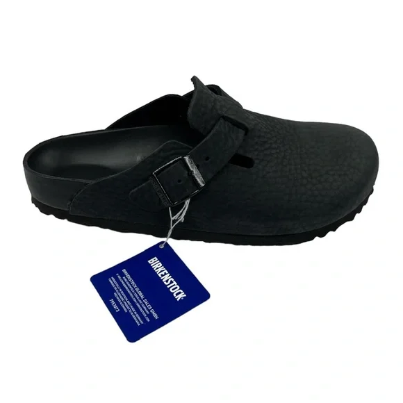 **SOLD**     Birkenstock Boston Exquisite Leather Black Blackout Men 7 Euro 40 - Picture 7 of 16